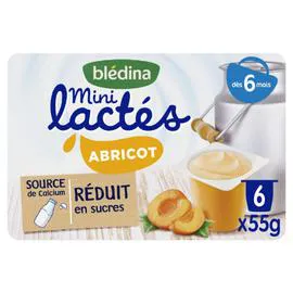 BLÉDINA Dessert lacté bébé dès 6 mois abricot Mini Lactés 6x55g