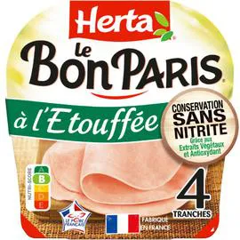 HERTA Jambon à l'étouffé conservation sans nitrite Le Bon Paris 140g
