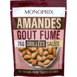 MONOPRIX Amandes grillées et salées, goût fumé 75g