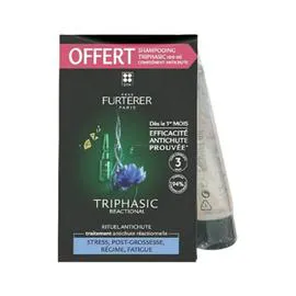 RENE FURTERER Triphasic Reactional Traitement Anti Chute 12 Ampoules Et Shampooing l'unité