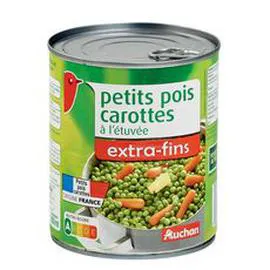 AUCHAN Petits pois carottes à l'étuvée extra-fins 530g