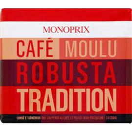 MONOPRIX Café moulu robusta tradition 250g