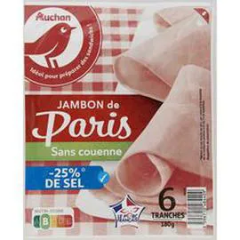 AUCHAN Jambon de Paris réduit en sel 180g