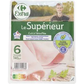 CARREFOUR EXTRA Jambon Le Supérieur cuit à l'étouffée 240g
