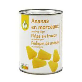 AUCHAN, POUCE Ananas en morceaux au sirop léger 340g