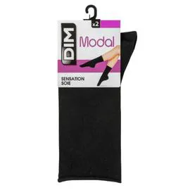 DIM Mi-chaussettes femme noir T35/38 Modal x2