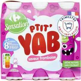 CARREFOUR SENSATION Yaourt à boire framboise 6x180g