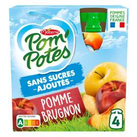 MATERNE, POM'POTES Compote pomme brugnon 4x90g