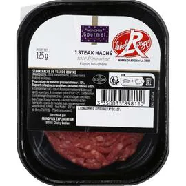MONOPRIX GOURMET Steak haché de boeuf Label Rouge race Limousine façon bouchère 12% mat. gr. 125g