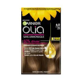 GARNIER, OLIA Coloration Cheveux Permanente Sans Amoniaque Permanente 6.0 Chatain Très Clair l'unité