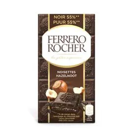 FERRERO, FERRERO ROCHER Tablette chocolat noir fourrée noisettes 90g