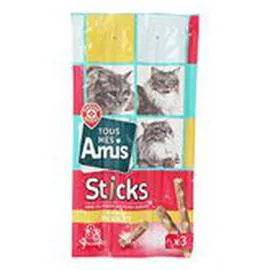 MARQUE REPÈRE, LYCAT Friandises chats stick Riche en Poulet 3x5g