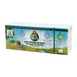  Mouchoirs blanc 4 plis Univert Etuis x15 - Ecolabel 15x9 
