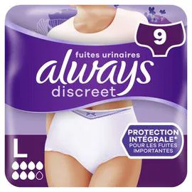 ALWAYS DISCREET Culottes Pour Fuites Urinaires 6 drops x9
