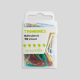 MONOPRIX Maison 100 Trombones Colorés l'unité