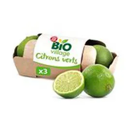 MARQUE REPÈRE, BIO VILLAGE Citrons verts Barquette x3 x3