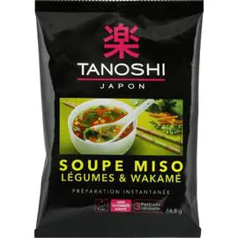 TANOSHI Soupe Miso, légumes & wakamé, préparation instantanée, 3 portionsindividuelles 65g