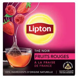 LIPTON Thé Noir fruits Rouges à la fraise de France x20
