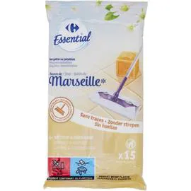 CARREFOUR ESSENTIAL Serpillères jetables savon de Marseille x15