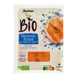 AUCHAN BIO Saumon fumé d'Atlantique 120g