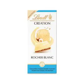 LINDT, EXCELLENCE Tablette de chocolat création blanc rocher blanc 148g