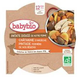 BABYBIO Repas bébé - 12 mois Patate douce Pintade 230g