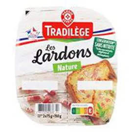 MARQUE REPÈRE, TRADILÈGE Lardons nature Sans nitrite 2x75g