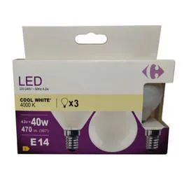 CARREFOUR Ampoule LED fil sphérique - 40W - E14 x3