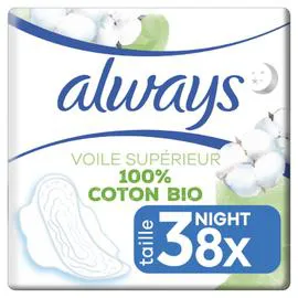 ALWAYS, ULTRA Serviette Hygiénique Avec Ailettes Cotton Protection Nuit Taille 3 x8