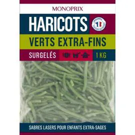 MONOPRIX Haricots verts extra-fins, surgelés 1kg