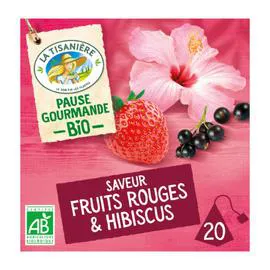 LA TISANIÈRE Infusion fruits rouges et hibiscus Bio x20