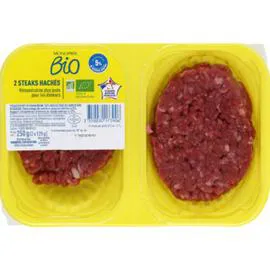 MONOPRIX BIO Steak haché de boeuf façon bouchère 5% mat. gr. Bio 250g