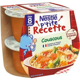NESTLÉ, P'TITE RECETTE Plat bébé couscous - dès 8 mois 2x200g
