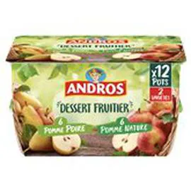ANDROS Desserts panaches Pomme +pomme poire 12x100g