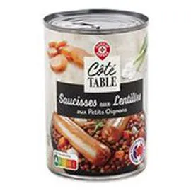 MARQUE REPÈRE, CÔTÉ TABLE Saucisses lentilles 420g