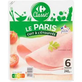CARREFOUR CLASSIC' Jambon Le Paris cuit à l'étouffée 240g