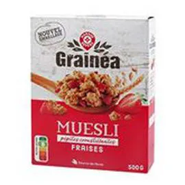 MARQUE REPÈRE, GRAINÉA Céréales muesli Grainea Fraise, croustillant 500g
