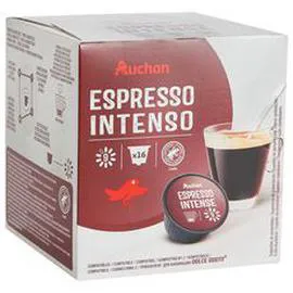 AUCHAN Capsules de café espresso intensité 9 compatibles Dolce Gusto 16x7g