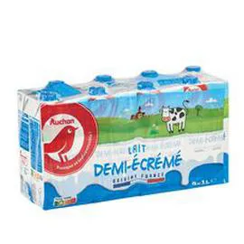 AUCHAN Lait demi-écrémé UHT 8x1l