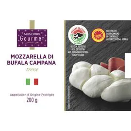 MONOPRIX GOURMET Mozzarella di Bufala Campana AOP tresse 200g