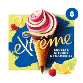 NESTLÉ, EXTRÊME Glace Cône sorbets citrons/framboise 438g