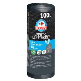 EXPERT Sac poubelle à lien coulissant, Ultra Résistant 100L x10