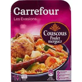 CARREFOUR Plat cuisiné couscous poulet merguez 440g