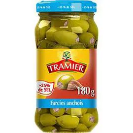 TRAMIER Olives vertes farcies anchois réduite en sel 180g