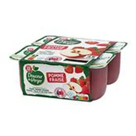 MARQUE REPÈRE, DOUCEUR DU VERGER Compote Pomme Fraise 4x100g