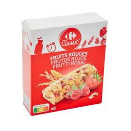 CARREFOUR CLASSIC' Barres de céréales fruits rouges 6x18g