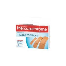 MERCUROCHROME Mercurochrome Pansements Tissu, Protection Optimale, Hypoallerg{Nique Confortable, R{Sistant Ultra-Extensible l'unité