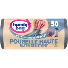 HANDY BAG Sac poubelle haute à poignées coulissantes 50L x10
