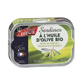 LE TRÉSOR DES DIEUX Sardines À L'Huile D'Olive Bio 80,5g