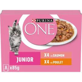 PURINA Pâtée pour chat effilé sauce saumon poulet 8x85g